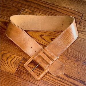 Wide genuine Leather Belt in Light Brown